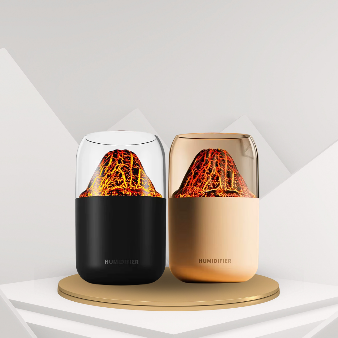 Volcano Flame Humidifier | USB Cool Mist Aroma Diffuser with LED Fire Light for Bedroom, Office, Home