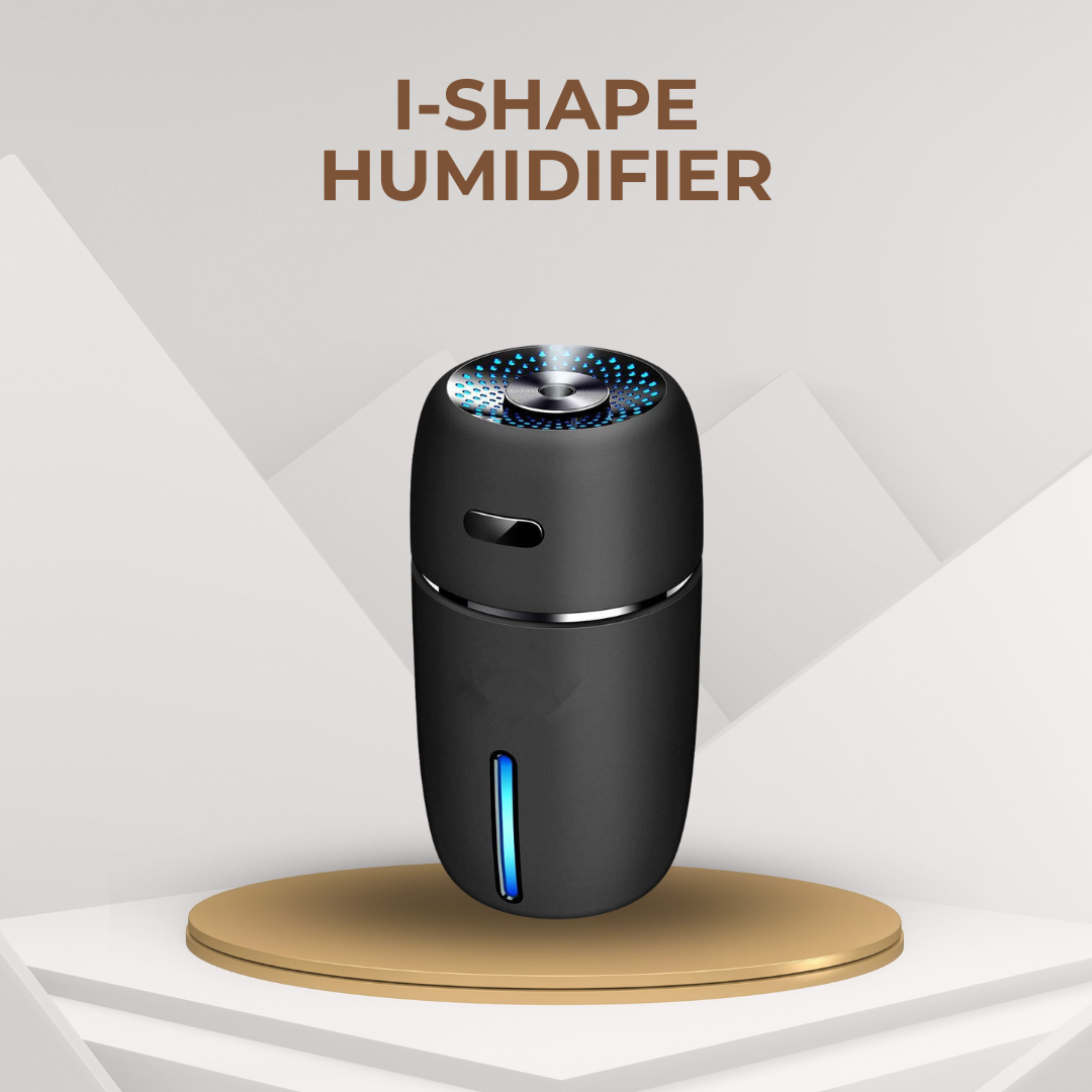 I-Shape Portable Humidifier | USB Cool Mist Aroma Diffuser with LED Light for Car, Office, Home