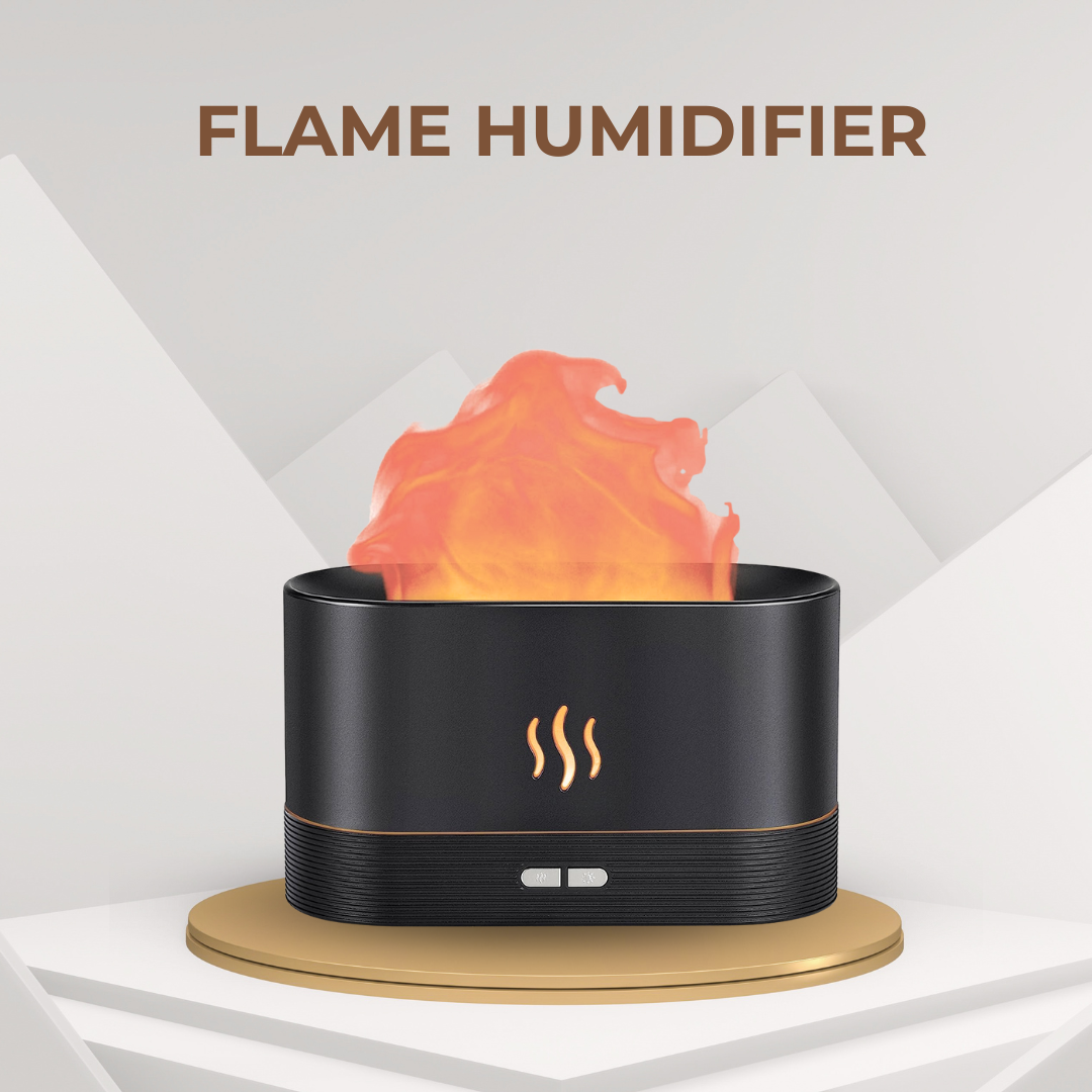 Flame Effect Essential Oil Diffuser & Humidifier with LED Night Light for Home
