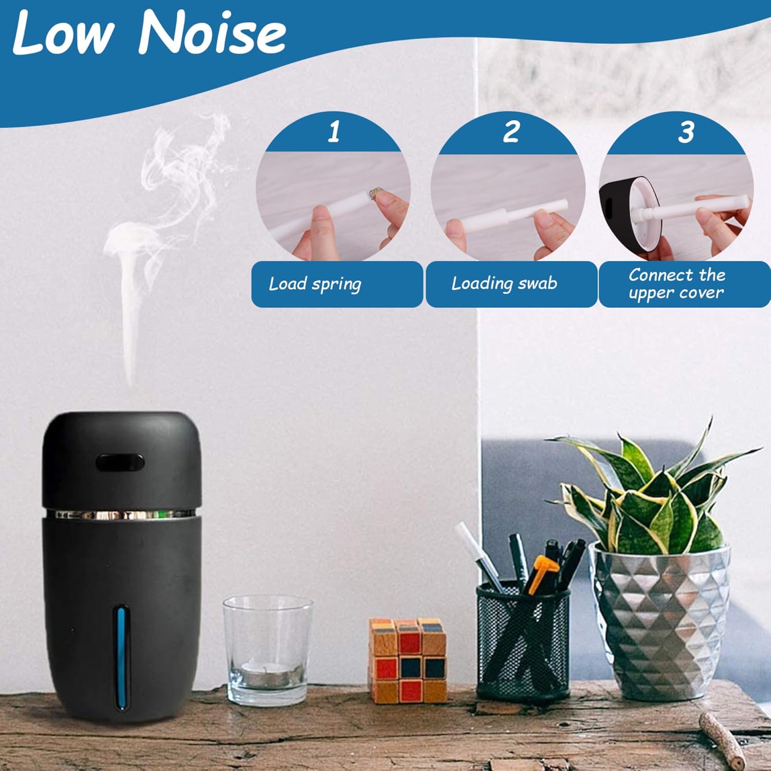 I-Shape Portable Humidifier | USB Cool Mist Aroma Diffuser with LED Light for Car, Office, Home