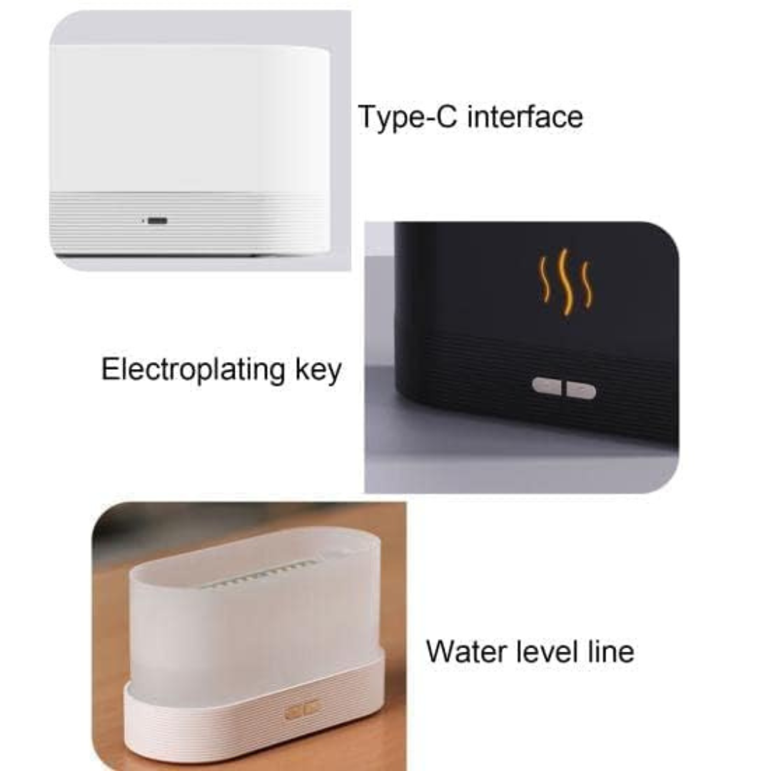 Flame Effect Essential Oil Diffuser & Humidifier with LED Night Light for Home