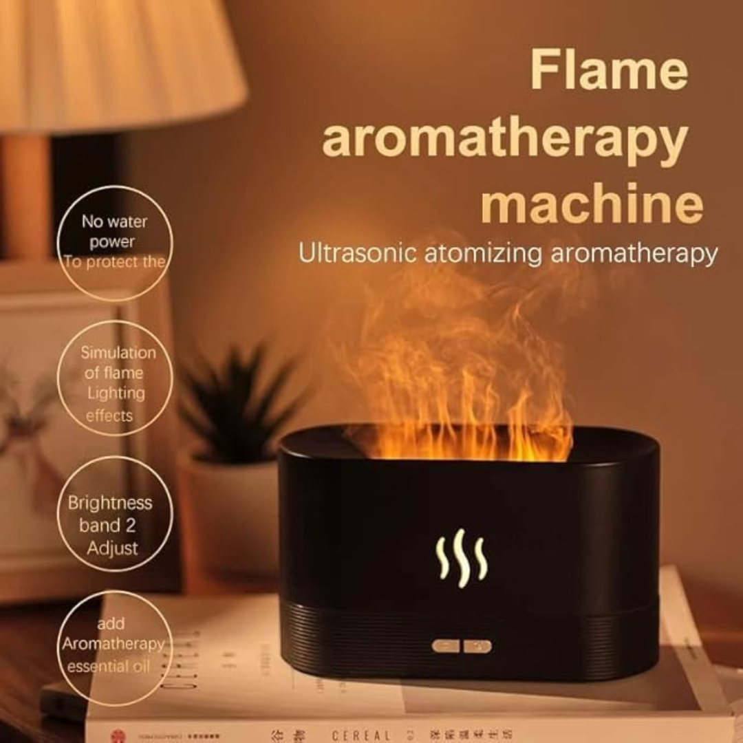 Flame Effect Essential Oil Diffuser & Humidifier with LED Night Light for Home