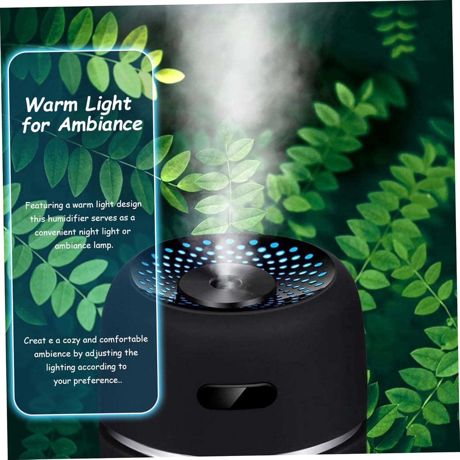I-Shape Portable Humidifier | USB Cool Mist Aroma Diffuser with LED Light for Car, Office, Home